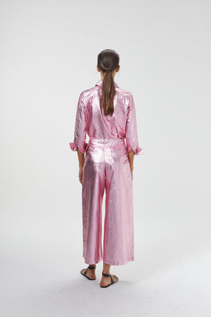 San Marino Metallic Linen Shirt - Pink