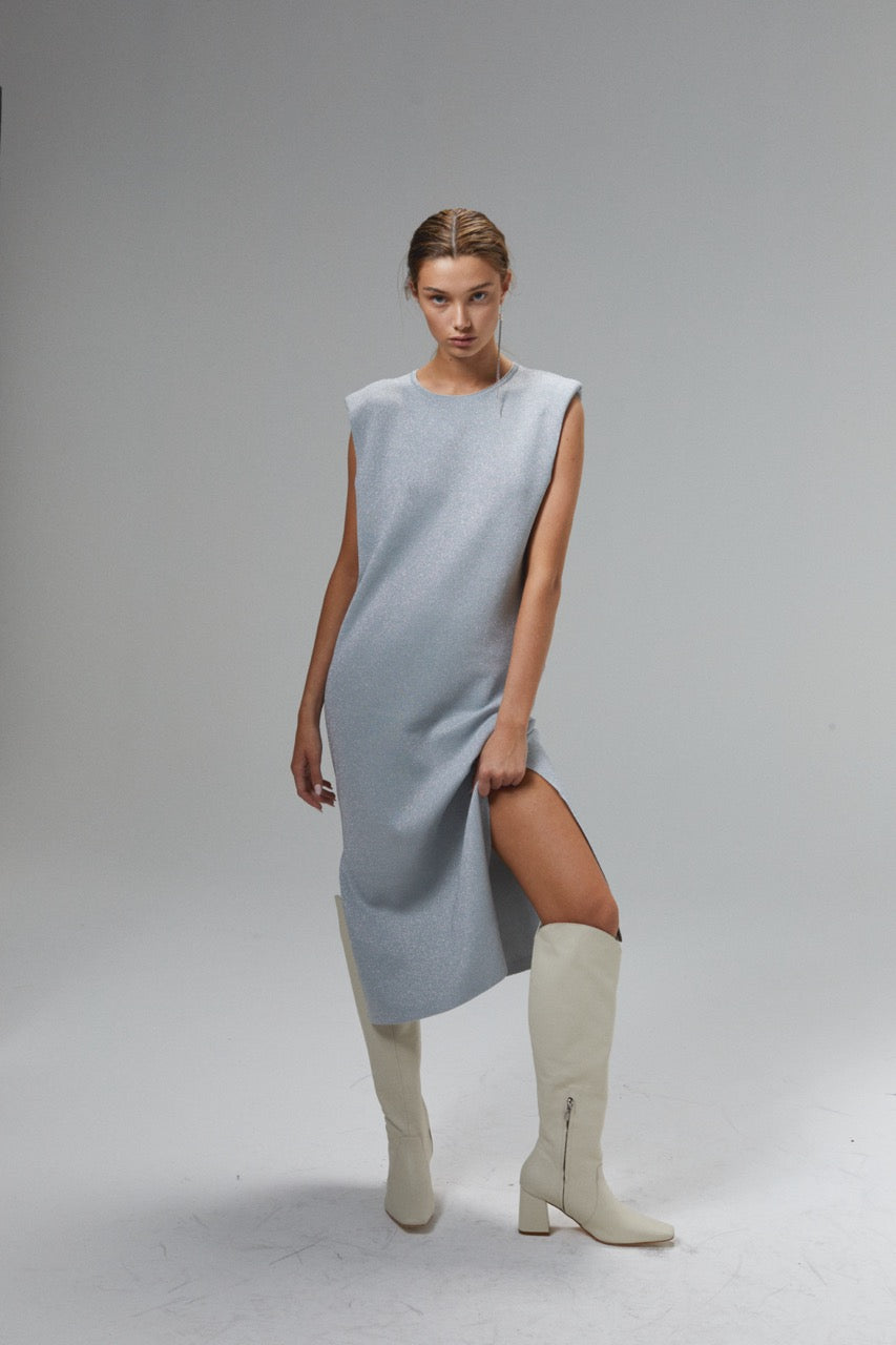 Glitter Knitted Dress - Silver