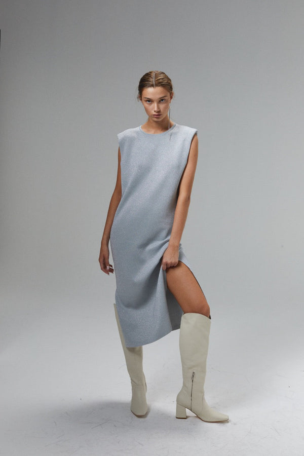 Glitter Knitted Dress - Silver