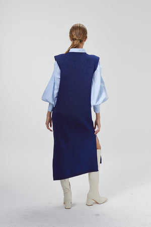 Glitter Knitted Dress - Navy Blue