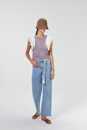 Lake Merino Wool Vest - Lilac w/Natural Fringes