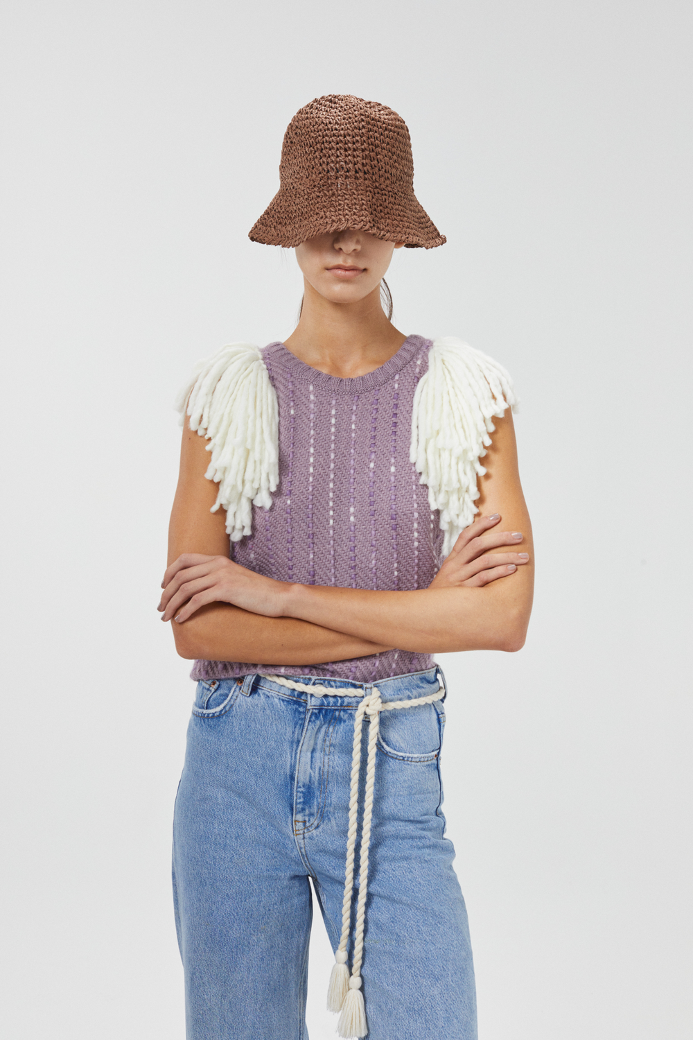 Lake Merino Wool Vest - Lilac w/Natural Fringes