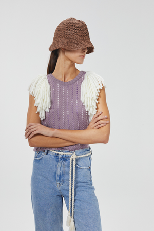 Lake Merino Wool Vest - Lilac w/Natural Fringes