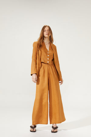 Milano Linen Blazer - Caramel