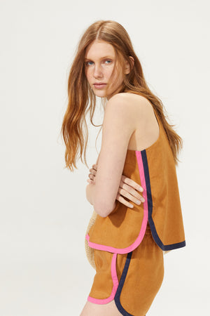 Track Linen Short - Caramel