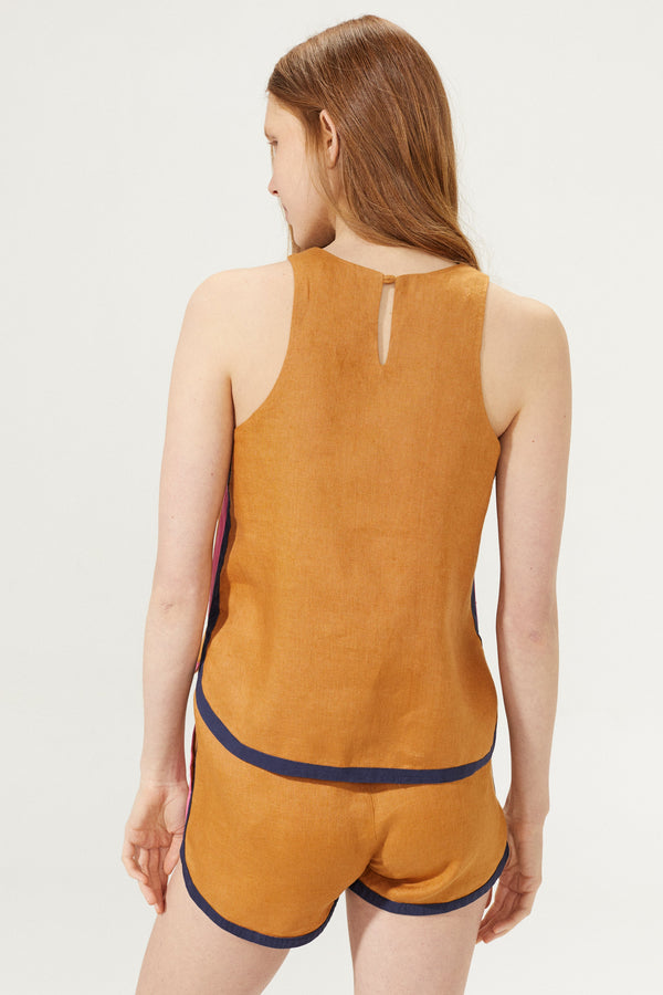 Anna Linen Top - Caramel
