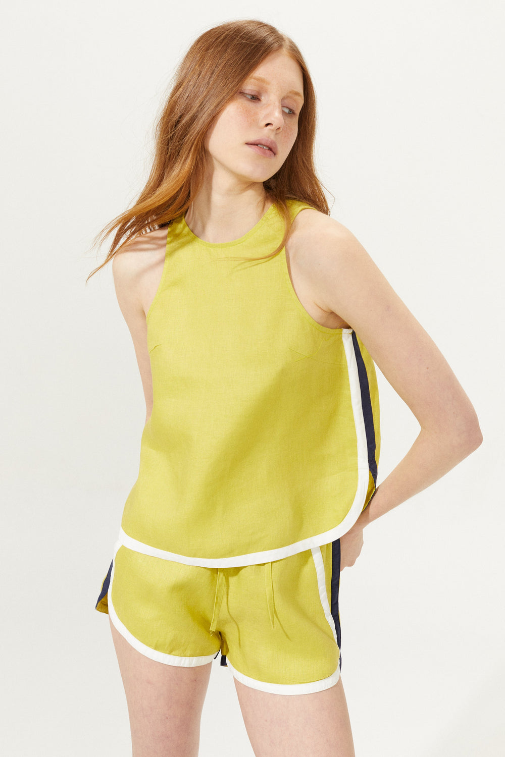 Anna Linen Top - Pistachio