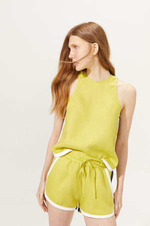 Track Linen Short - Pistachio