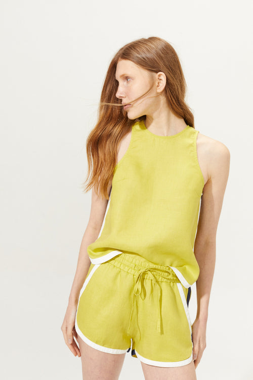 Track Linen Short - Pistachio