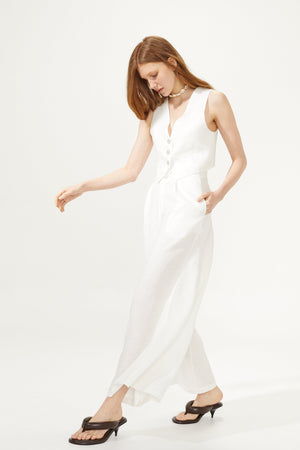 Paris Linen Vest - White