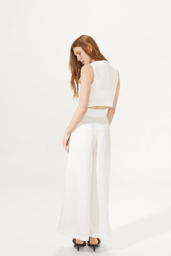 Paris Linen Vest - White