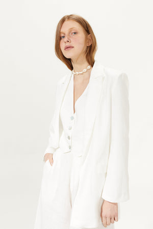 Paris Linen Vest - White