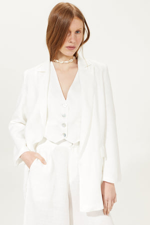 Paris Linen Vest - White