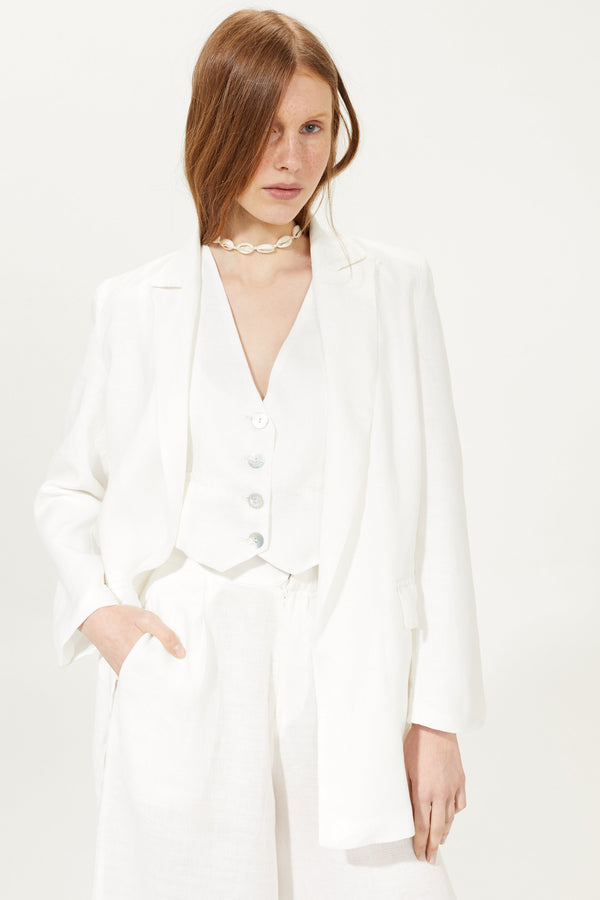 Paris Linen Vest - White