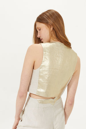 Texas Linen Pants - Natural with Gold