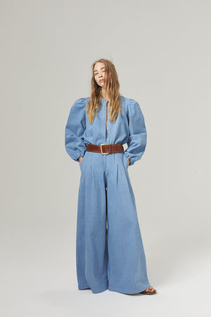 Super Culotte Denim Pants - Washed Blue