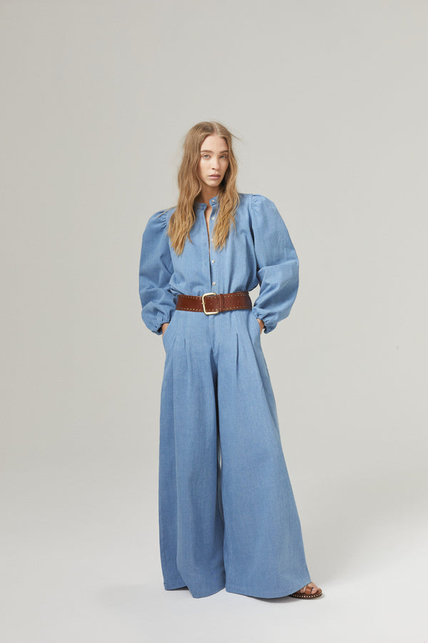 Super Culotte Denim Pants - Washed Blue