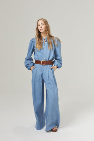 Super Culotte Denim Pants - Washed Blue