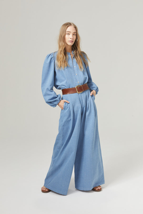 Super Culotte Denim Pants - Washed Blue