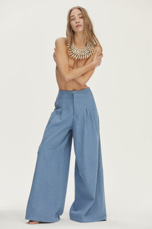 Super Culotte Denim Pants - Washed Blue