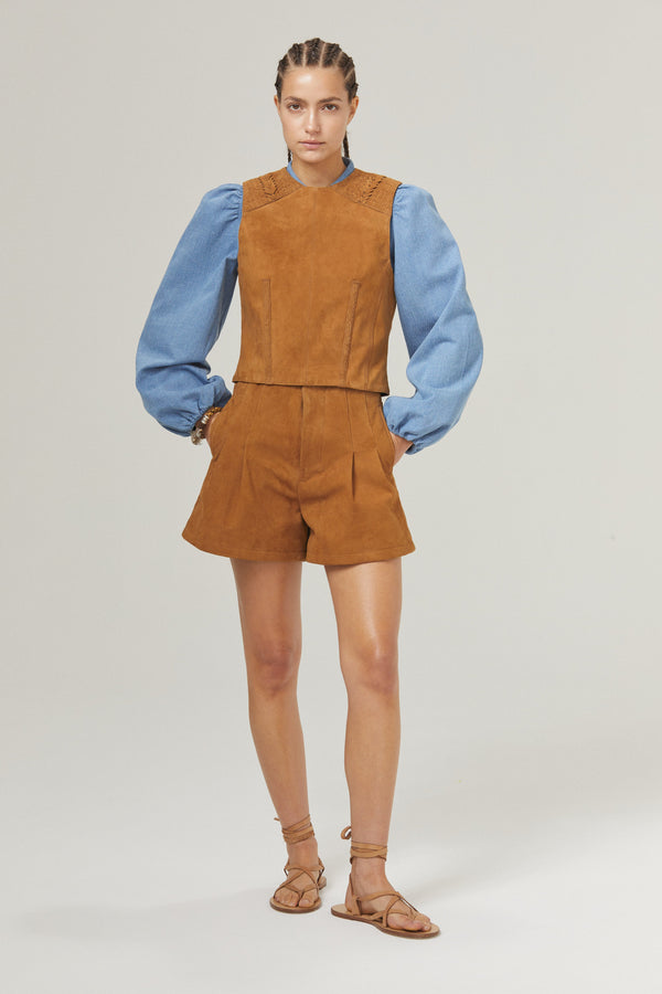 Frida Suede Shorts - Tan