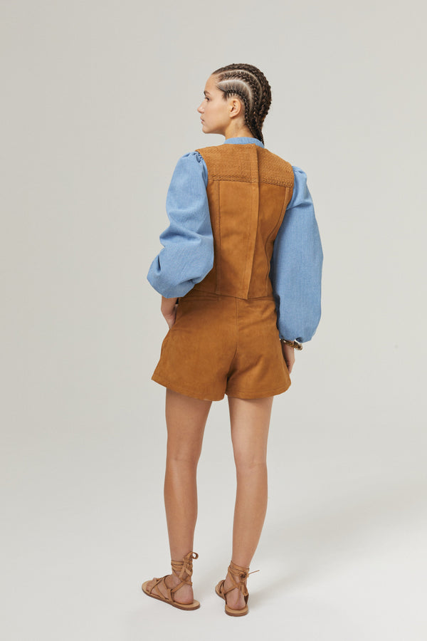 Frida Suede Shorts - Tan