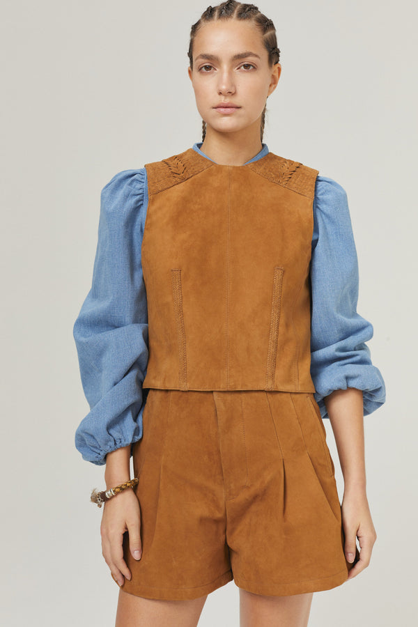 Frida Suede Shorts - Tan