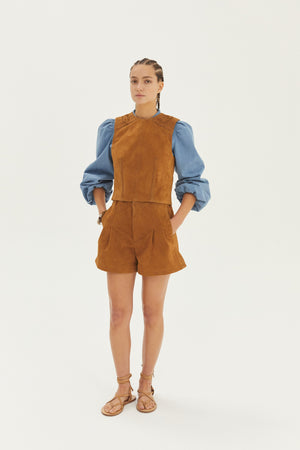 Frida Suede Shorts - Tan