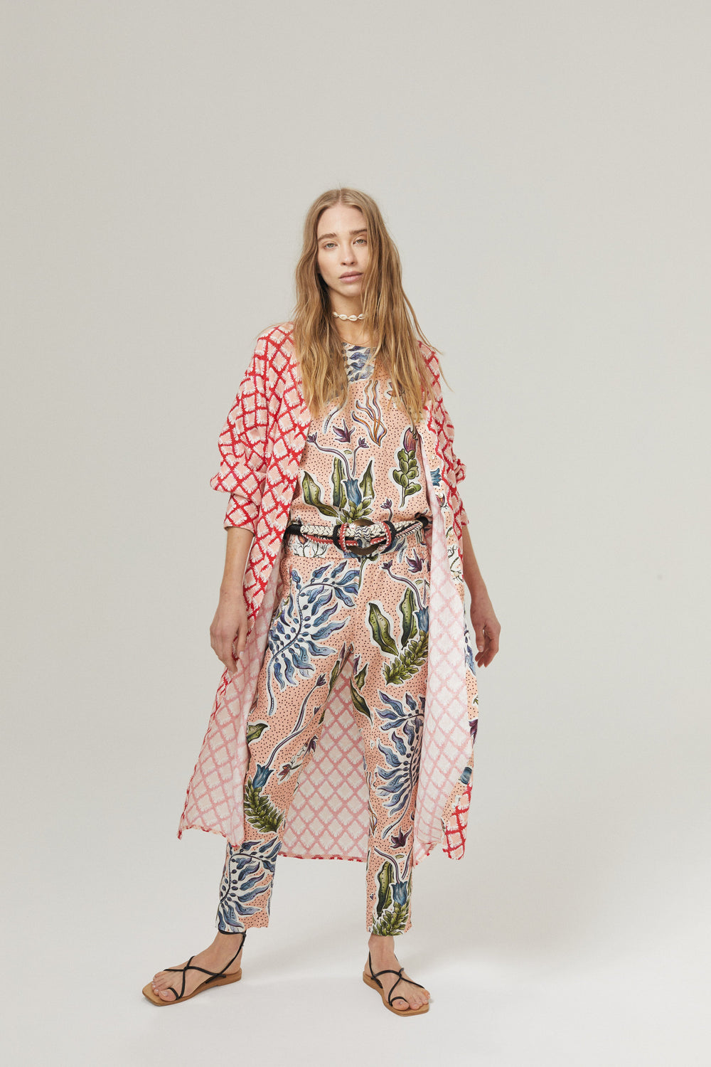 Lotus Jogger Linen Pants - Marrakech Gardens Print with Contrasting Details