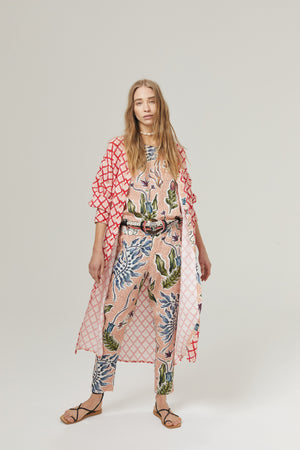 Lotus Jogger Linen Pants - Marrakech Gardens Print with Contrasting Details