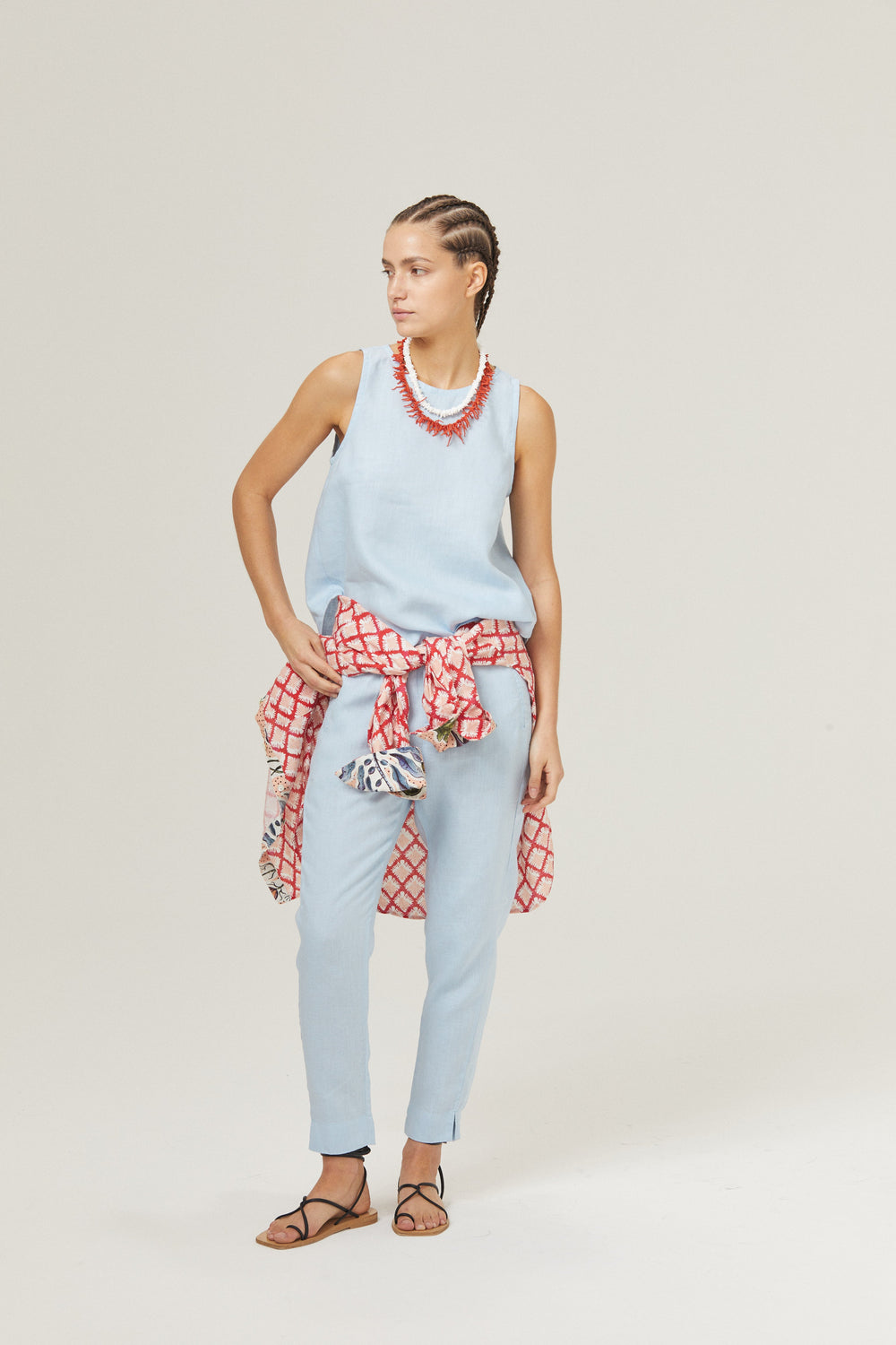 Lotus Linen Pants - Sky Blue