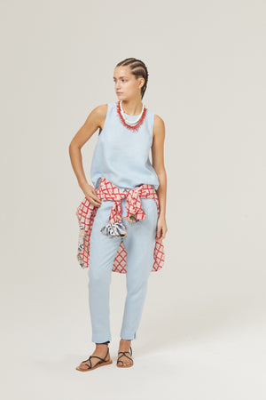 Lotus Linen Pants - Sky Blue