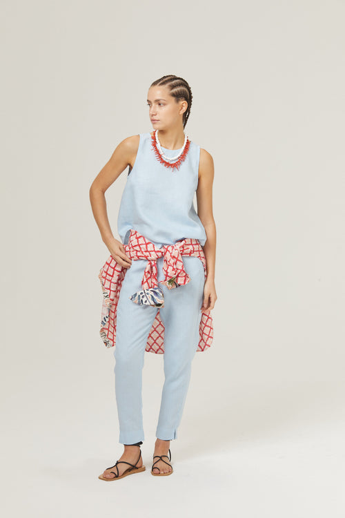 Lotus Linen Pants - Sky Blue