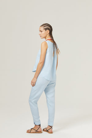 Lotus Linen Pants - Sky Blue