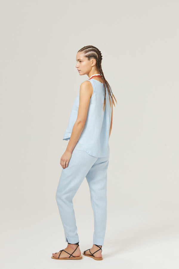 Lotus Linen Pants - Sky Blue