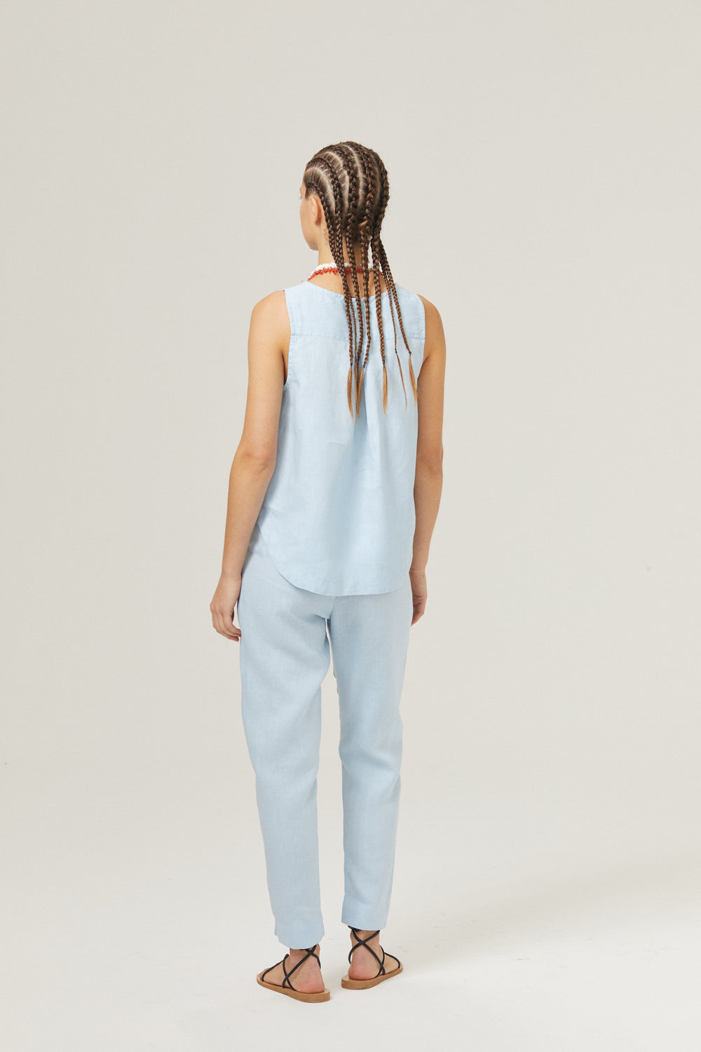 Lotus Linen Pants - Sky Blue