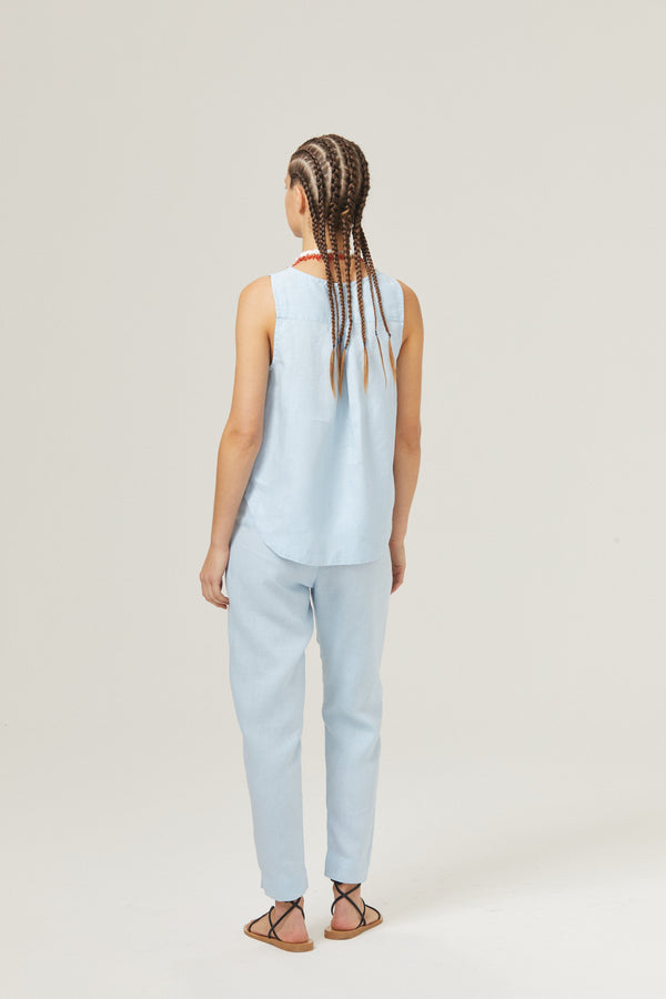 Lotus Linen Pants - Sky Blue