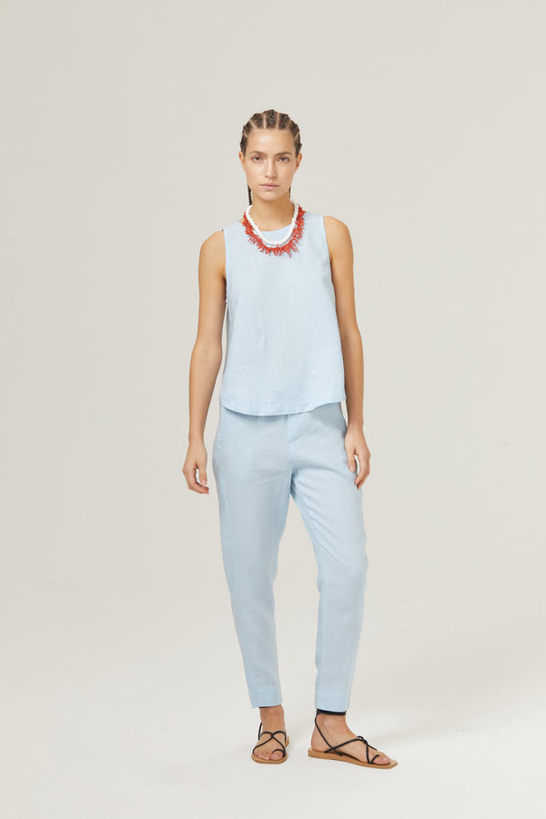 Lotus Linen Pants - Sky Blue