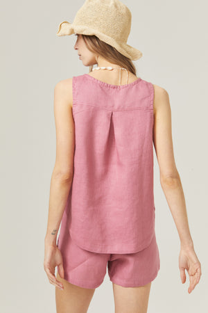 Moon Linen Shorts - Burgundy