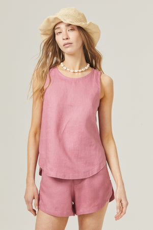 Moon Linen Shorts - Burgundy