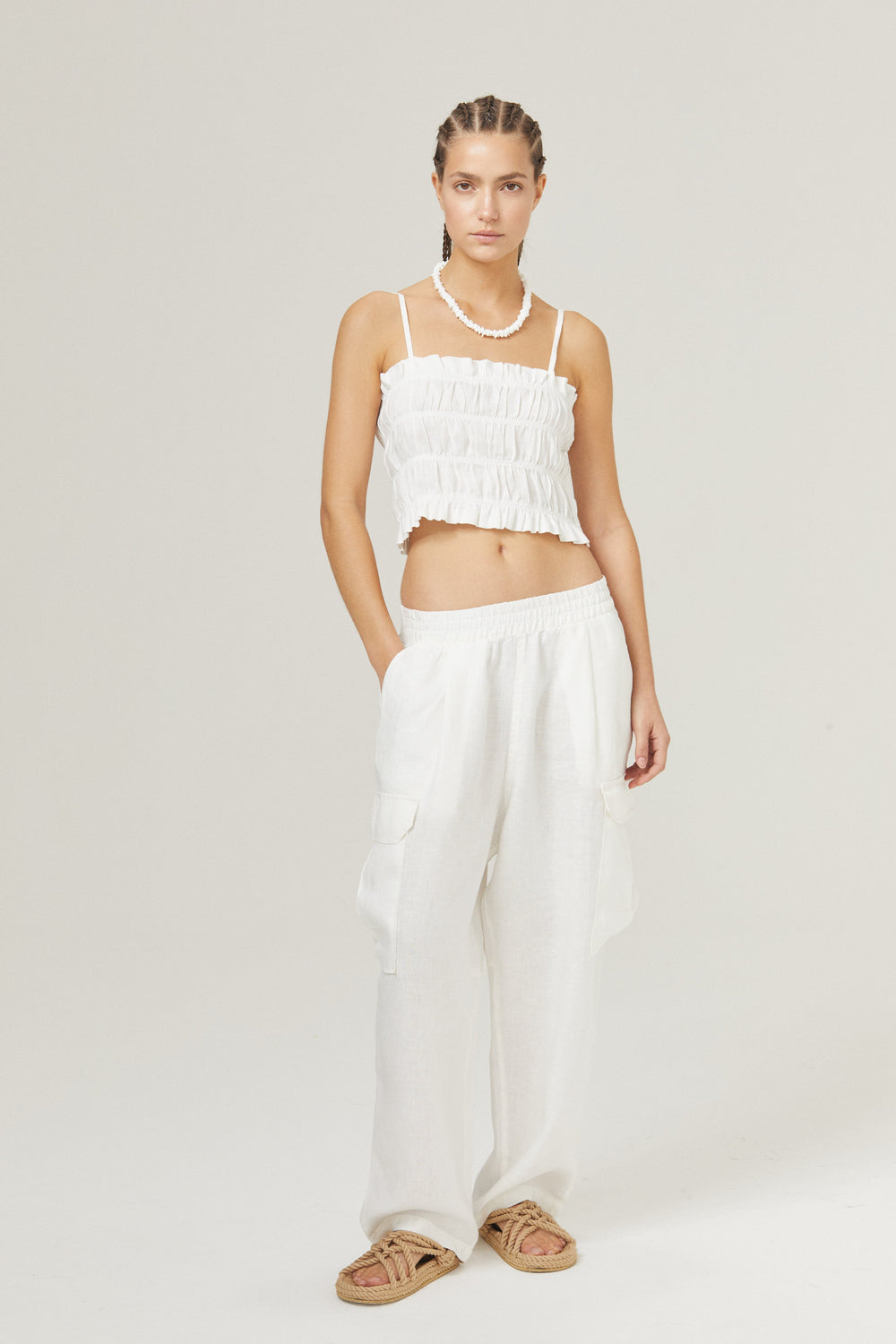Luca Linen Pants - White