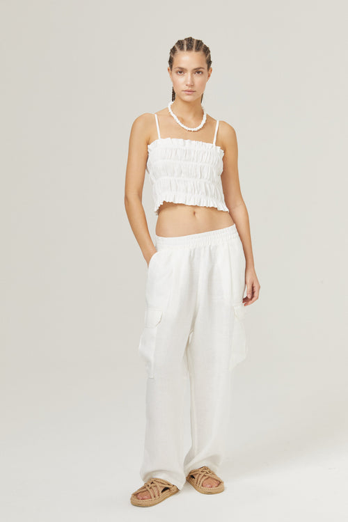 Luca Linen Pants - White