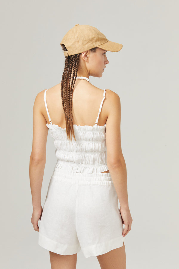 Iris Linen Shorts - White