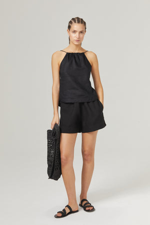 Iris Linen Shorts - Black