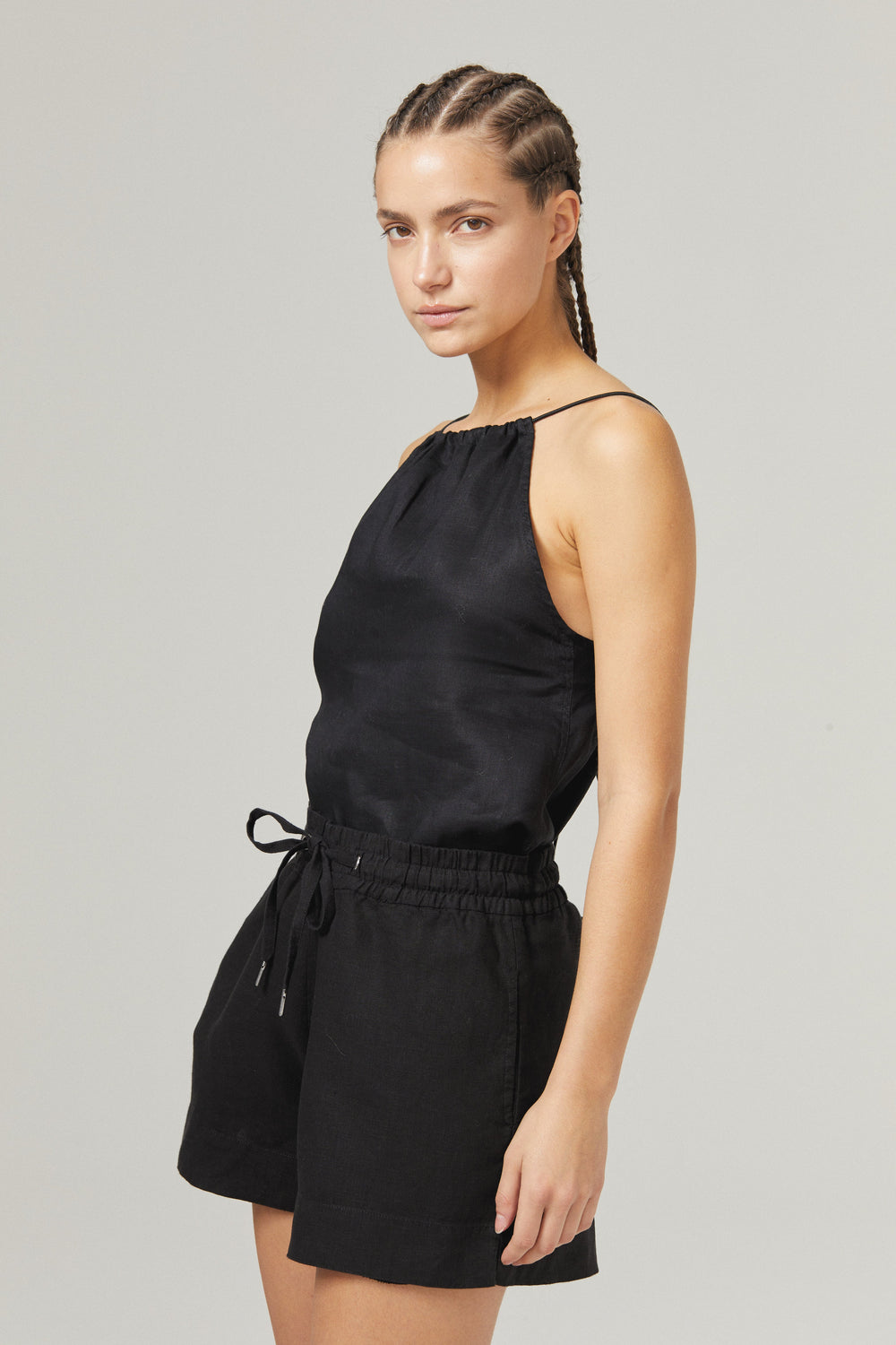 Iris Linen Shorts - Black