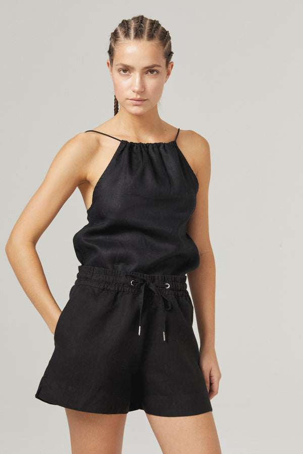 Iris Linen Shorts - Black