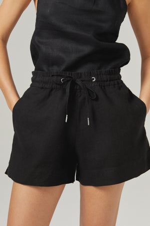 Iris Linen Shorts - Black