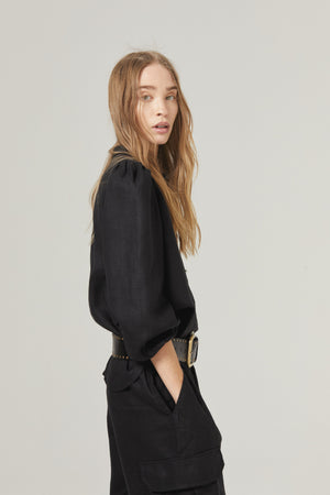 Meknes Linen Shirt - Black