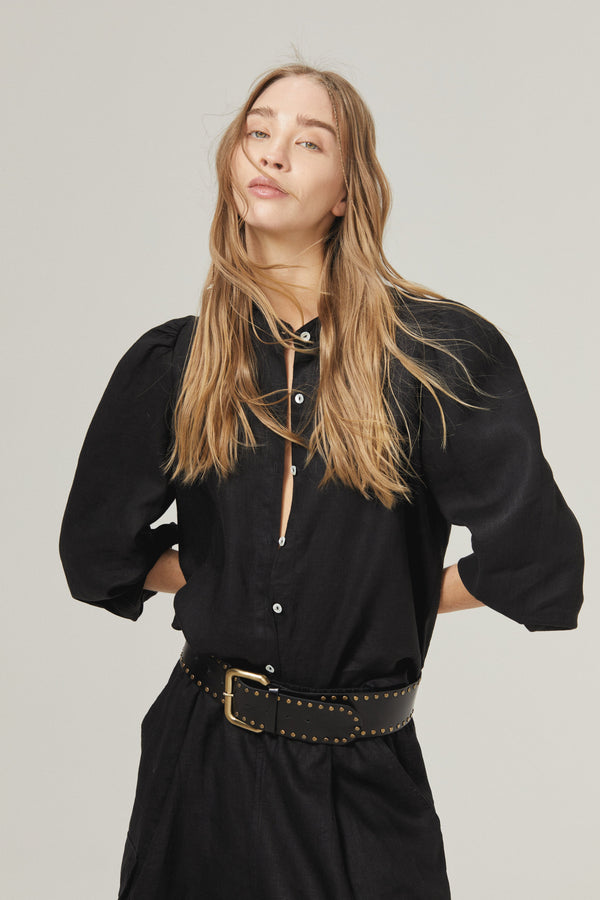 Meknes Linen Shirt - Black