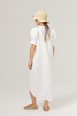 Athina Midi Linen Dress - Off White